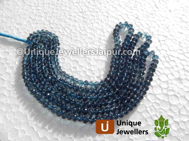 London Blue Topaz Faceted Roundelle Beads